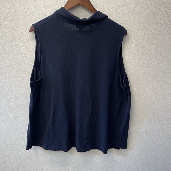 J. Jill Blouse Top Womens Plus Size 3X Navy Blue Knit Beachy Resort Vacation - Picture 2 of 8